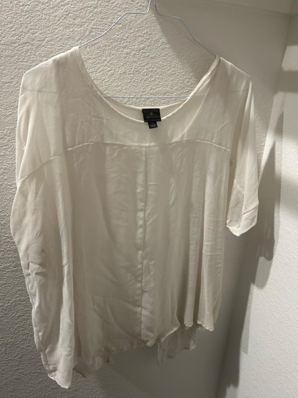 Worthington Cream Lace-Up Blouse Flowy Boho Top Lightweight